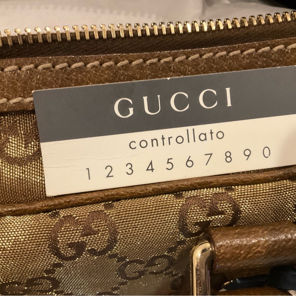 Gucci Gold and Brown Briefcase with Structured Design - Picture 6 of 7